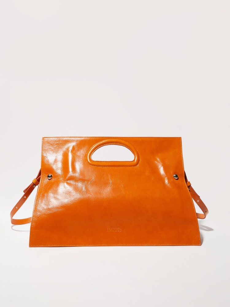 Barrel leg drill trousers, white | MAX&Co. Glossy leather maxi Bookbag - TANGERINE - MAX&Co.